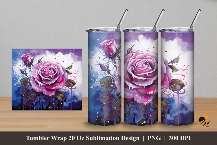 Artistic Rose Tumbler Wrap Sublimation Design 5