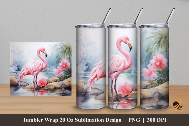 Stork Flowers Tumbler Wrap Sublimation Design 5