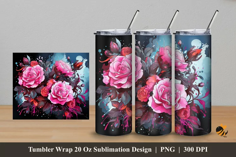 Awesome Rose Tumbler Wrap Sublimation Design 5