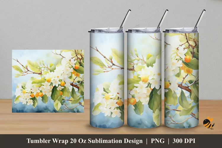 Osmanthus Flower Tumbler Wrap Sublimation Design 5