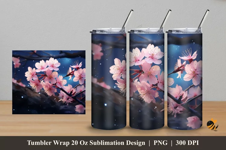 Flower of Love Tumbler Wrap Sublimation Design 5