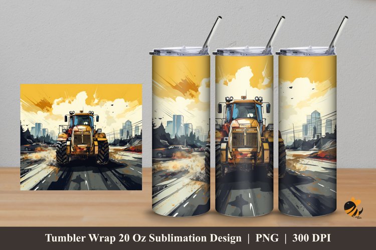 Bulldozer Off Road Tumbler Wrap Sublimation Design 5 example image 1