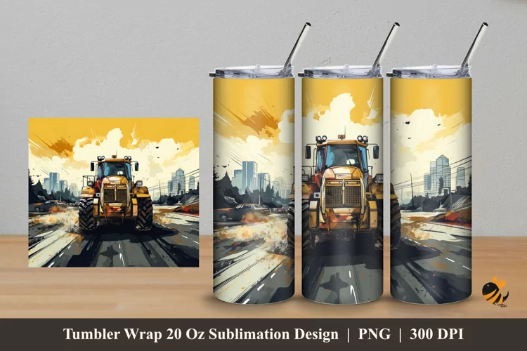 Bulldozer Off Road Tumbler Wrap Sublimation Design 5
