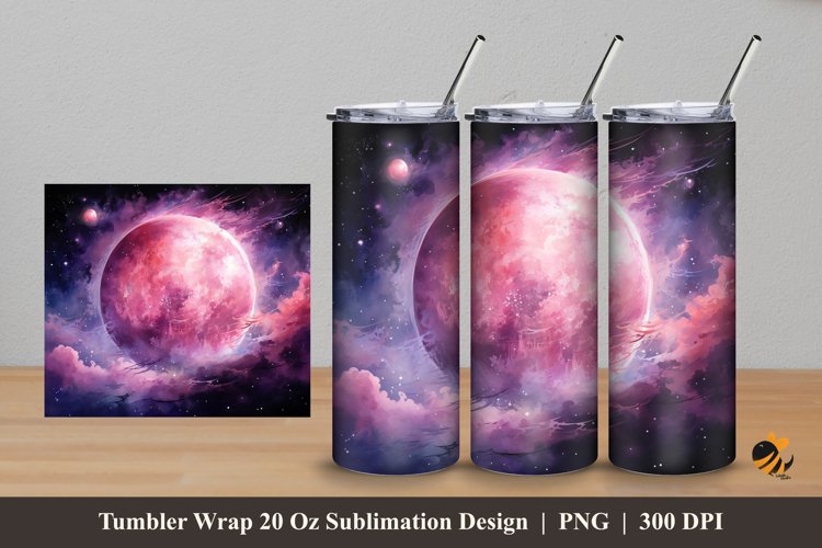 Magenta Moon Tumbler Wrap Sublimation Design 5