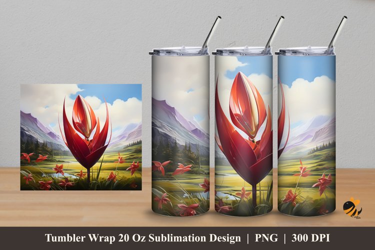Meadows Flower Tumbler Wrap Sublimation Design 5 example image 1
