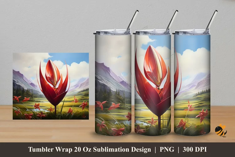 Meadows Flower Tumbler Wrap Sublimation Design 5