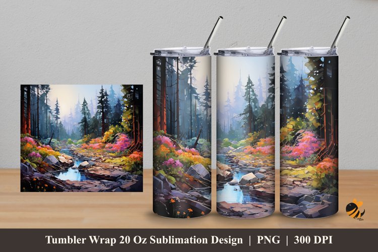 Pine Forests Tumbler Wrap Sublimation Design 5
