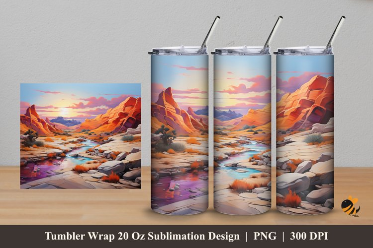 Mountain Vivid Color Tumbler Wrap Sublimation Design 5 example image 1