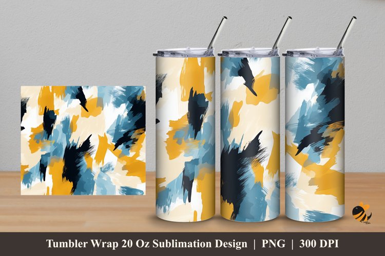 Painting Textile Tumbler Wrap Sublimation Design 5 example image 1