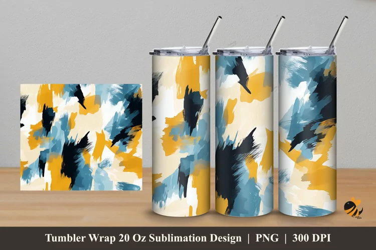 Painting Textile Tumbler Wrap Sublimation Design 5