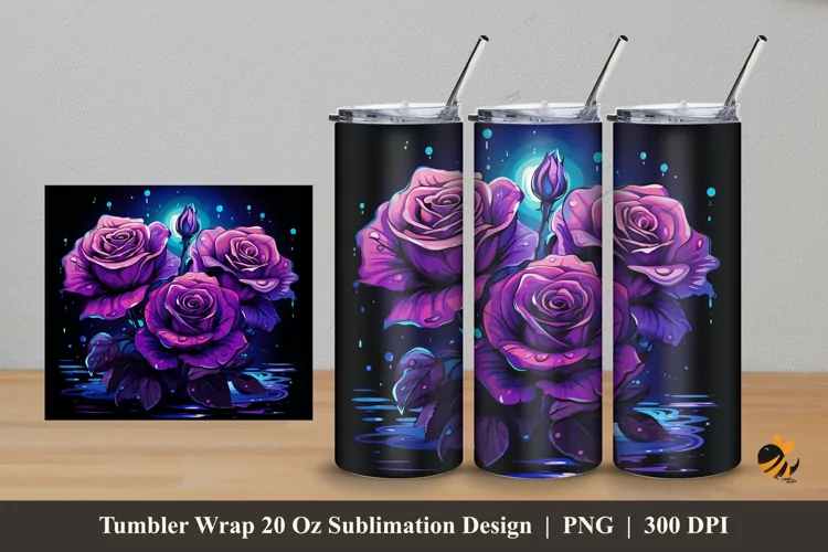 Watering Roses Tumbler Wrap Sublimation Design 5