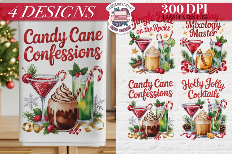 Christmas Cocktail Towels Clipart Sublimation 4 PNG