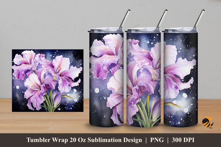 Iris Flower Tumbler Wrap Sublimation Design 5
