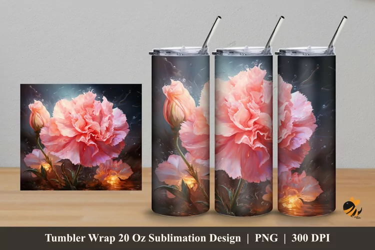 Glow Flower Tumbler Wrap Sublimation Design 5