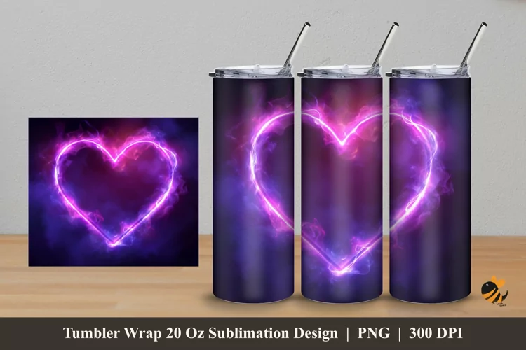 Love Neon Tumbler Wrap Sublimation Design 5
