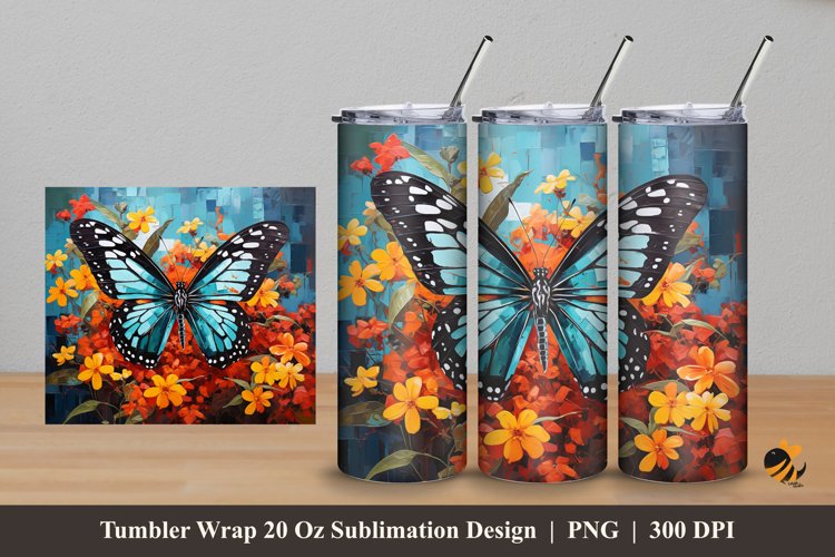 Butterfly Charm Tumbler Wrap Sublimation Design 5