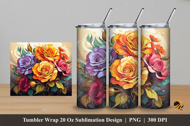 Rose At Garden Tumbler Wrap Sublimation Design 5