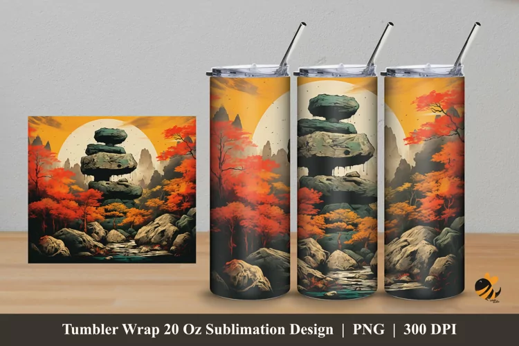 Sunset Nature Tumbler Wrap Sublimation Design 5