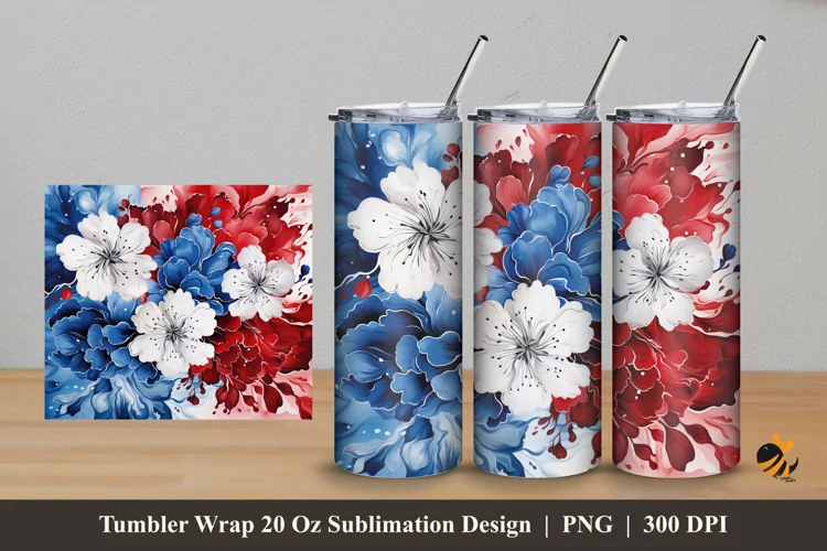 Beauty Foral Batik Tumbler Wrap Sublimation Design 5