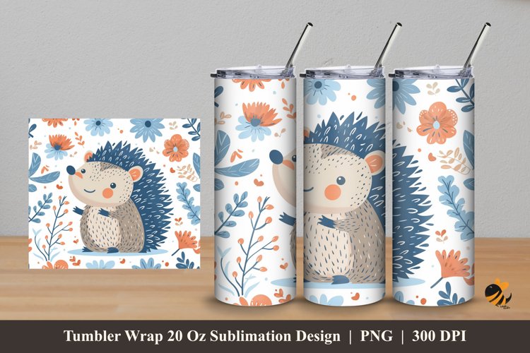 Cute Hedgehog Tumbler Wrap Sublimation Design 5