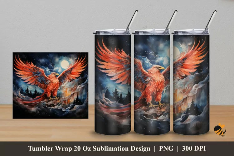 King Phoenix Tumbler Wrap Sublimation Design 5