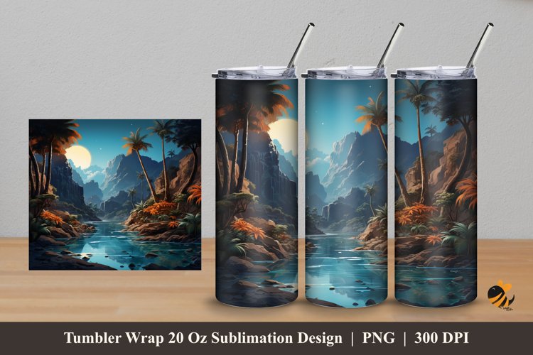 Painting Panoramic Tumbler Wrap Sublimation Design 5