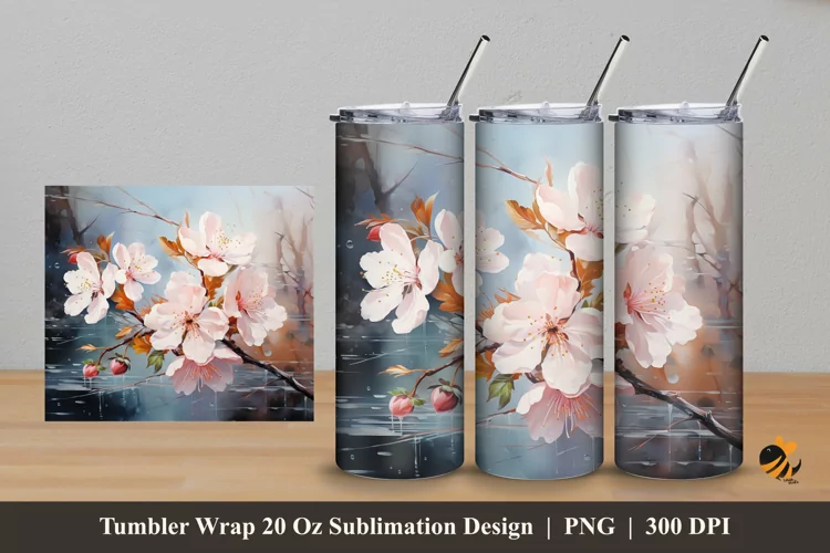Spring Blooming Tumbler Wrap Sublimation Design 5