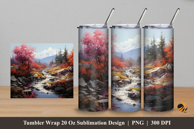 Natural Landscape Tumbler Wrap Sublimation Design 5 example image 1
