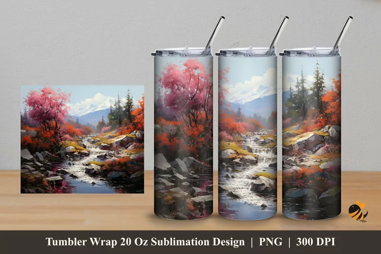 Natural Landscape Tumbler Wrap Sublimation Design 5