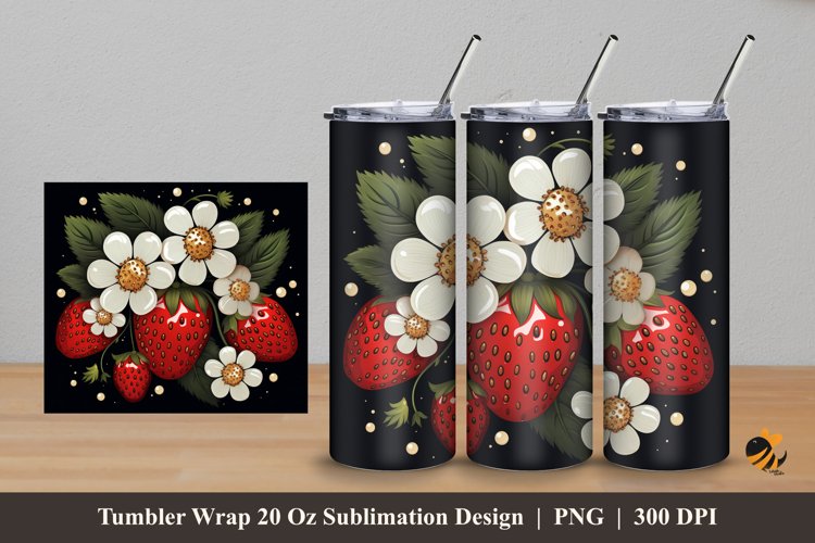 Lovely Strawberry Tumbler Wrap Sublimation Design 5