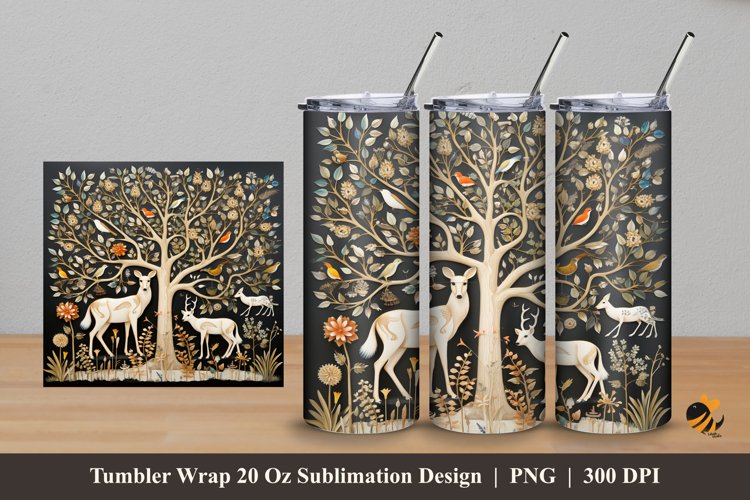 Wildlife Art Tumbler Wrap Sublimation Design 5