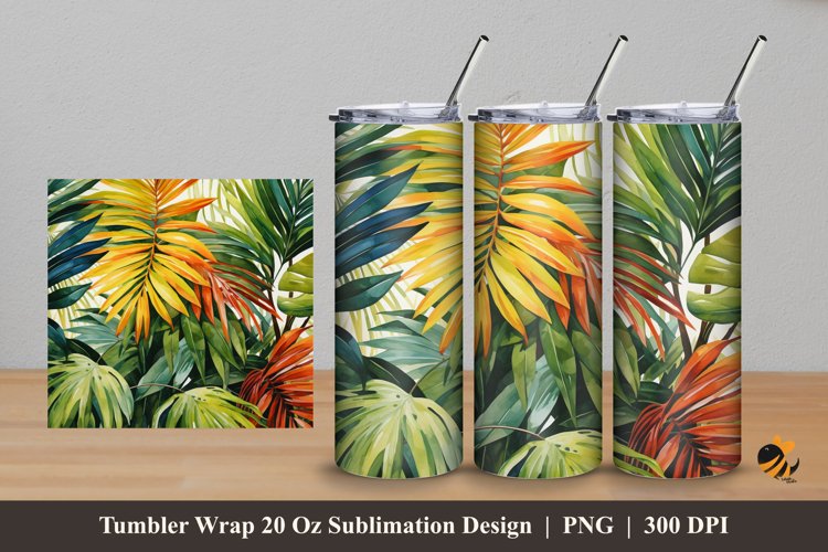 Palm Leaves Tumbler Wrap Sublimation Design 5