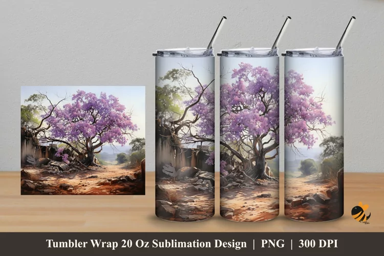 Purple Symphony Tumbler Wrap Sublimation Design 5
