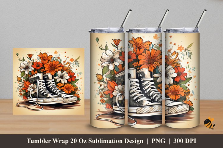 Handdrawn Shoes Tumbler Wrap Sublimation Design 5