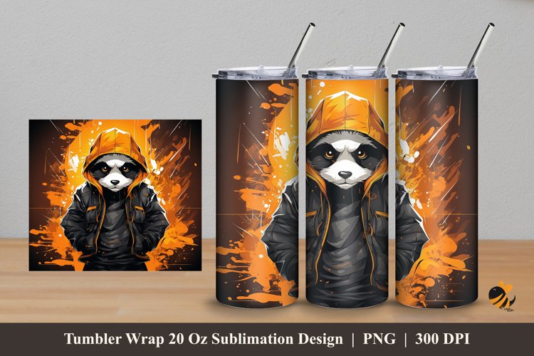 Panda Wearing Jacket Tumbler Wrap Sublimation Design 5