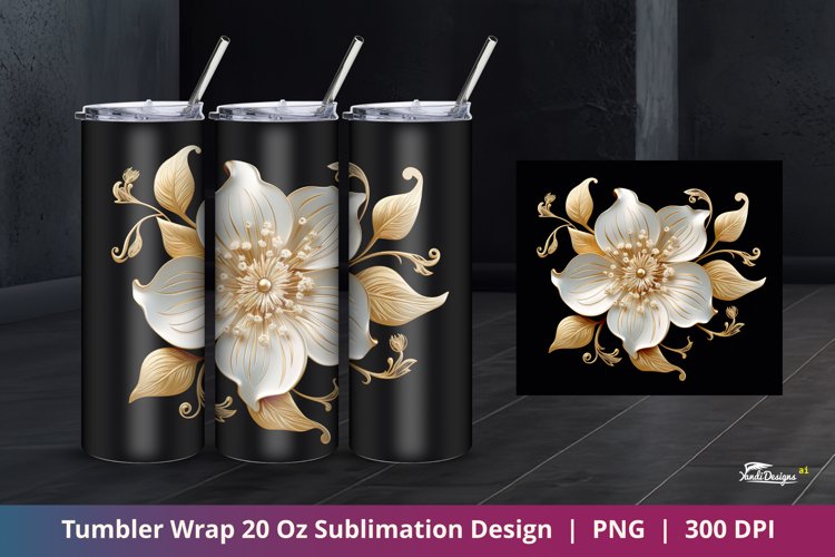 Luxury Flower Tumbler Wrap Sublimation Design 5