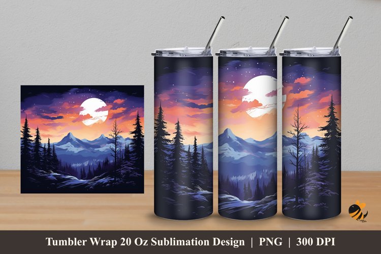 Enchanting at Night Tumbler Wrap Sublimation Design 5