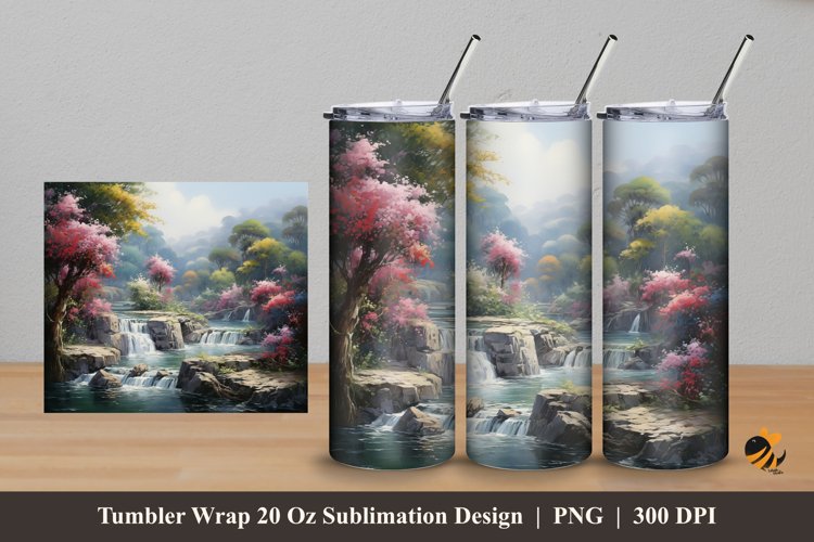 Purple Mist Waterfall Tumbler Wrap Sublimation Design 5