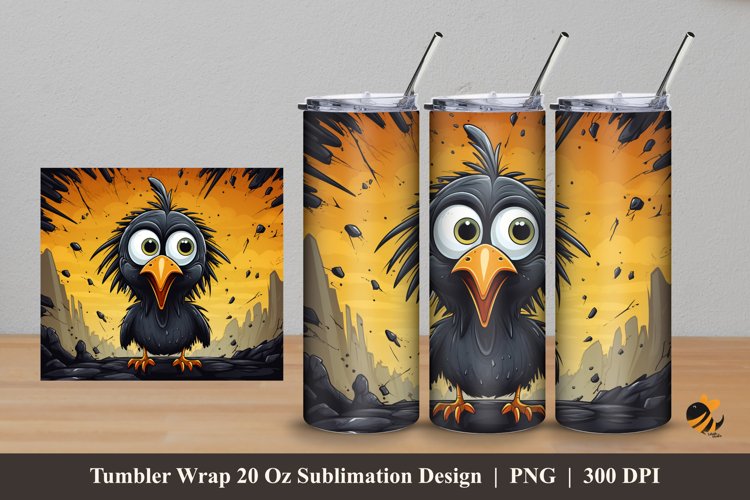 Cute Crazy Crow Tumbler Wrap Sublimation Design 5