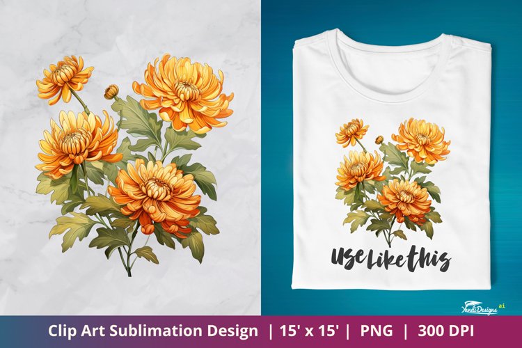 Beautiful Chrysanthemum Flower Clip Art Sublimation 5