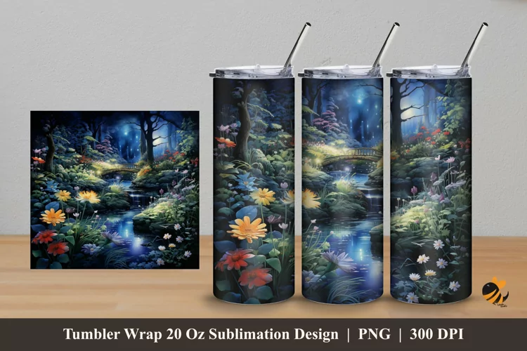 Fantasy Garden Tumbler Wrap Sublimation Design 5