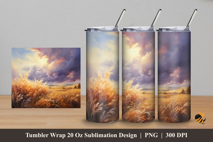 Red Bushes Tumbler Wrap Sublimation Design 5