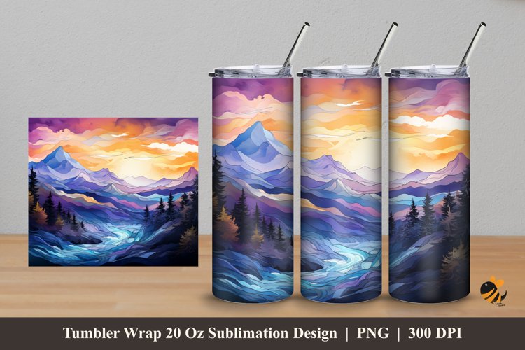 Ink Mountain Tumbler Wrap Sublimation Design 5