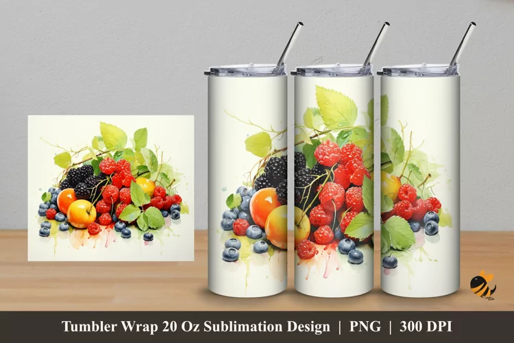 Fresh Fruits Tumbler Wrap Sublimation Design 5