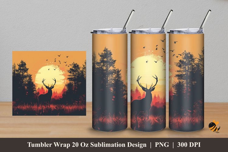 Wildlife Sunset Tumbler Wrap Sublimation Design 5