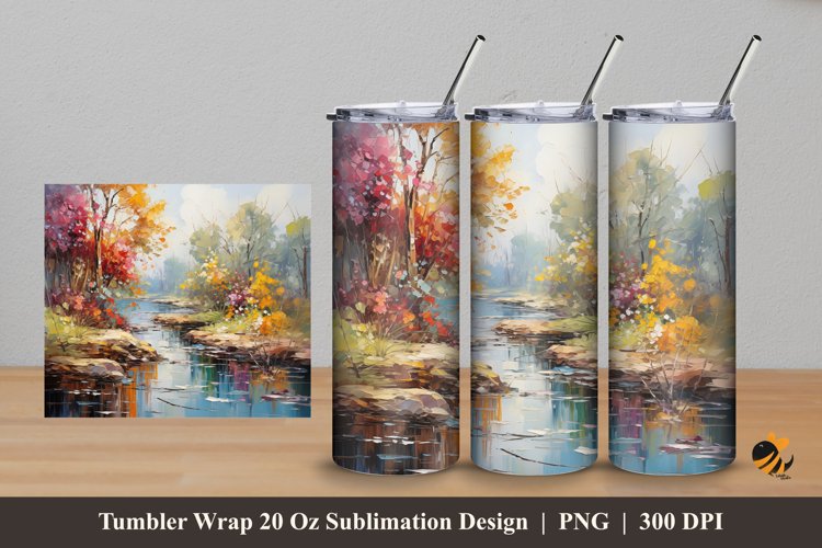 Nature Harmony Tumbler Wrap Sublimation Design 5