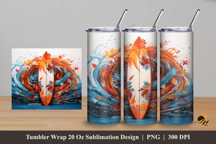 Surfing Board Tumbler Wrap Sublimation Design 5