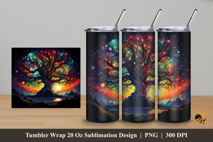 Old Tree Fantasy Tumbler Wrap Sublimation Design 5