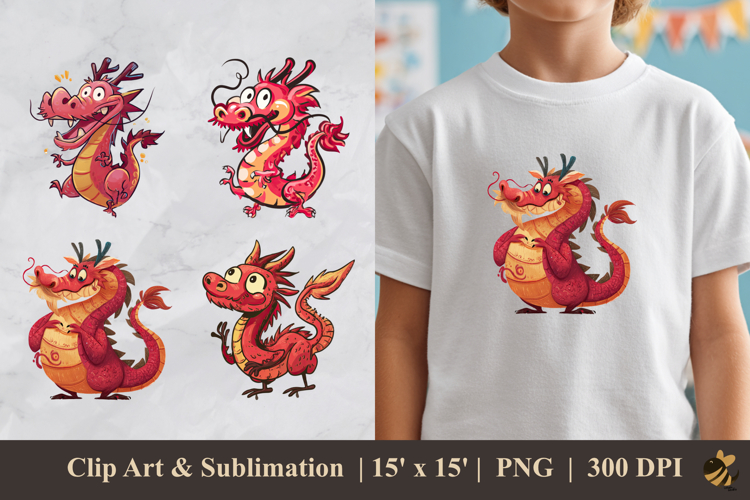 Cute Red Dragon DTF Sublimation Clipart Design