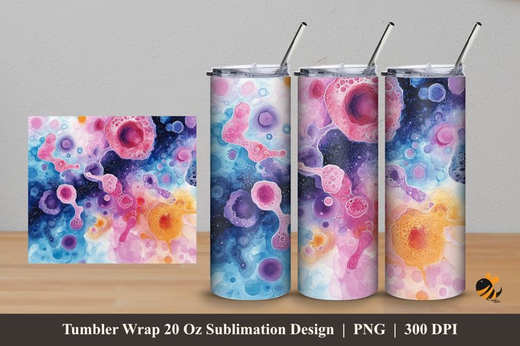 Watercolor Cells Tumbler Wrap Sublimation Design 5 example image 1